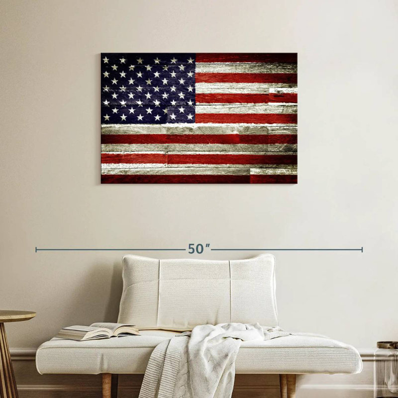 Borges American Flag Rustic, 24" H x 36" W