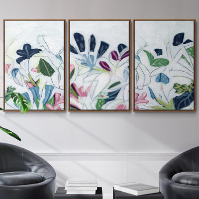 Ensemble de 3 pièces encadrées sur toile Tropical Trace III