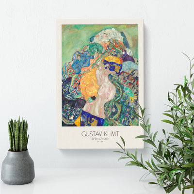 Baby Cradle With Border by Gustav Klimt - Wrapped Canvas