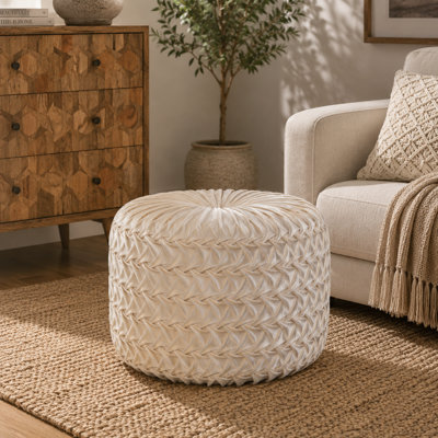 Aunesty 46cm Wide Velvet Tufted Round Pouffe Ottoman