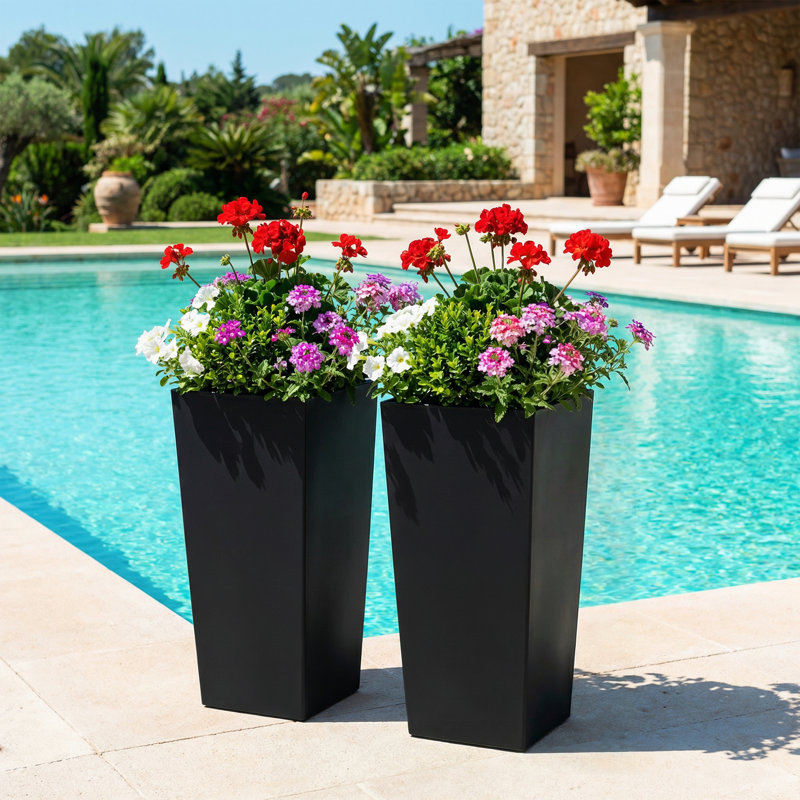 Jardinières en métal pour plantes d'extérieur, H 30 po x l 14 po x P 14 po