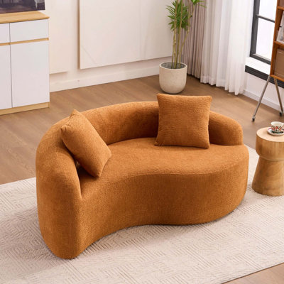 Canapé compact en chenille à double profondeur en S pour petits espaces, sans assemblage