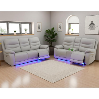 2-Piece Breathing Leather Power Recliner Sofa Set With LED Light,USB Port, And Storage Console by Brayden Studio