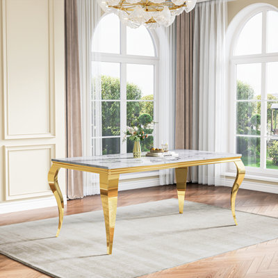 Metelus 70.08'' Faux Marble Rectangular Dining Table
