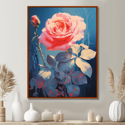 Rose rose au clair de lune rétro - art mural salon rose