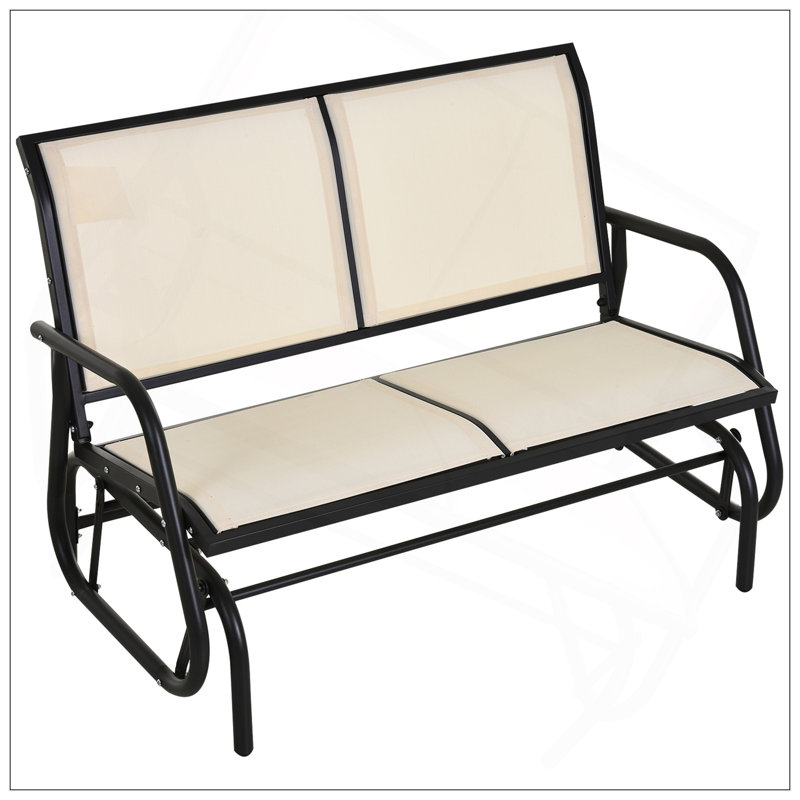Banc oscillant pour 2 personnes, causeuse double à bascule de patio avec structure en acier thermolaqué pour porche de jardin