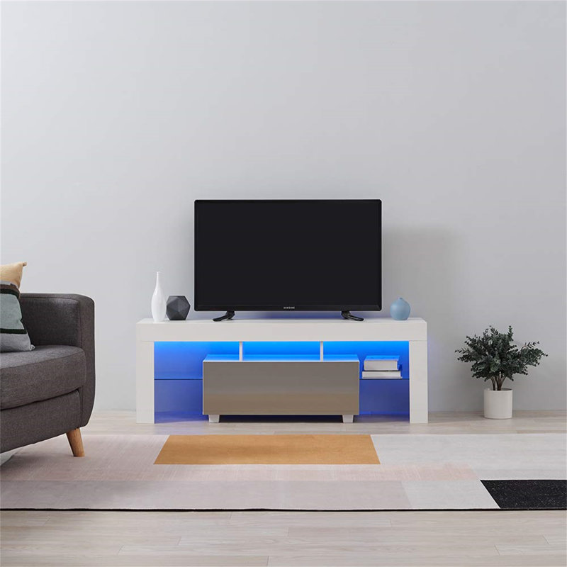 Alloway TV Stand, 45cm H x 130cm L x 35cm W,, White/Grey