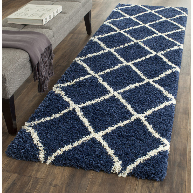 Tapis à poils longs Rizco, Tapis de couloir 2 pi 3 po x 18 pi