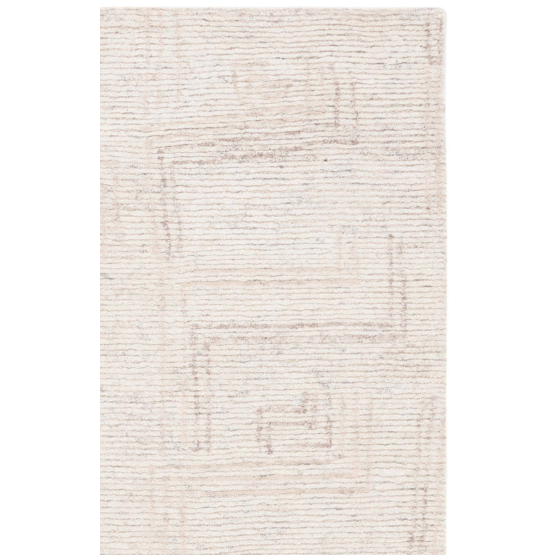 Karlette Ebony Hand Tufted Wool/Cotton Abstract Rug in Ivory/Beige, Rectangle 3' x 5'