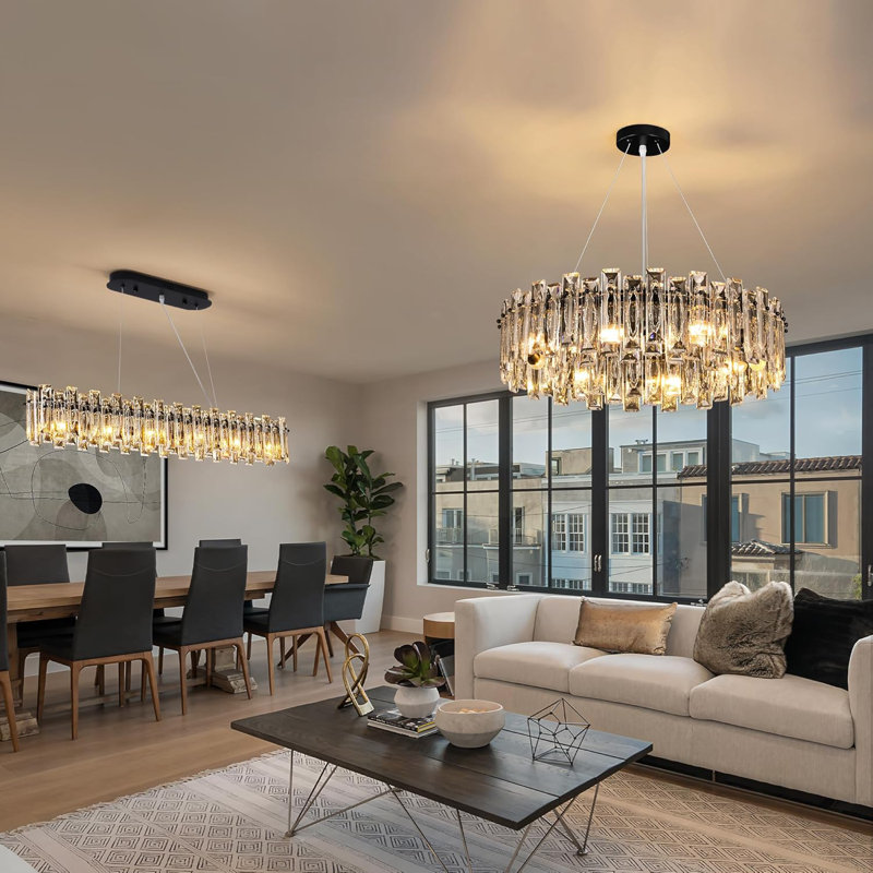 Luminaire suspendu moderne en cristal K9 de 8 lumières avec chaîne réglable pour lustre en cristal de luxe moderne