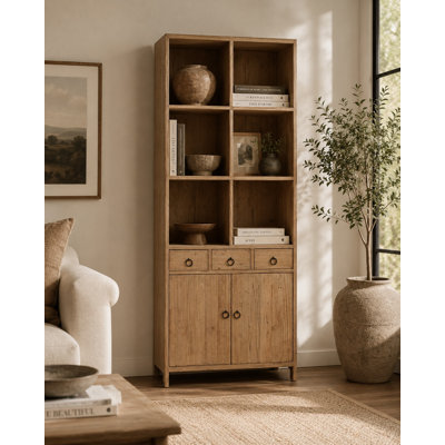 Approx. High Reclaimed Pine Shelf with Three Drawers