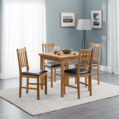 Carmel 120 cm Extendable Oak Square and Rectangular Wood Top Dining Table with Wood Base