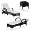Ensemble de 3 chaises longues en osier avec table d'appoint, chaise longue de piscine en rotin PE à dossier réglable à 5 niveaux avec roulettes, coussin et appui-tête, noir et blanc crème-524066401