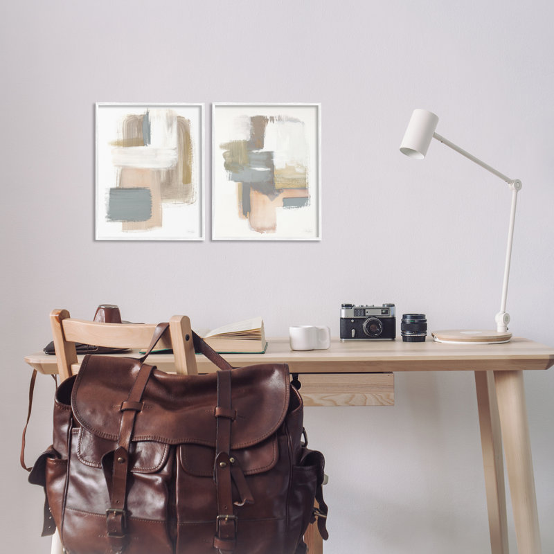 «Abstract Abstract Beige Brushed Neutrals», ensemble de 2 giclées encadrées par Stella Chang, H 14 po x l 11 po