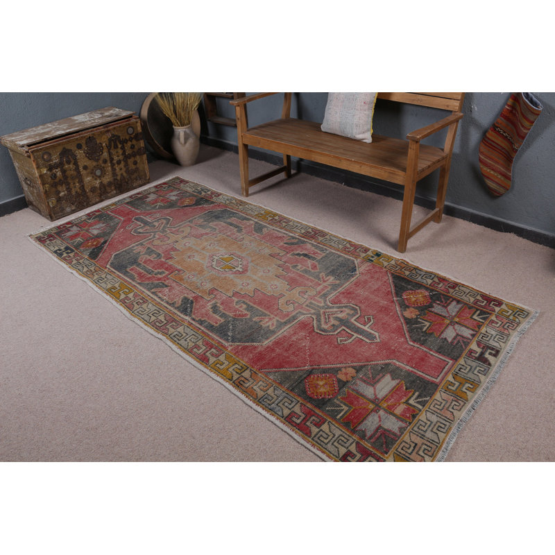 Tapis turc rose Oushak fait à la main et parfait pour égayer votre décor de salon