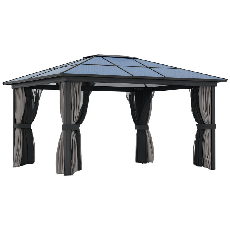 Canonero 3.6 x 4m Hardtop Gazebo with Canopy Polycarbonate Roof, Dark Grey