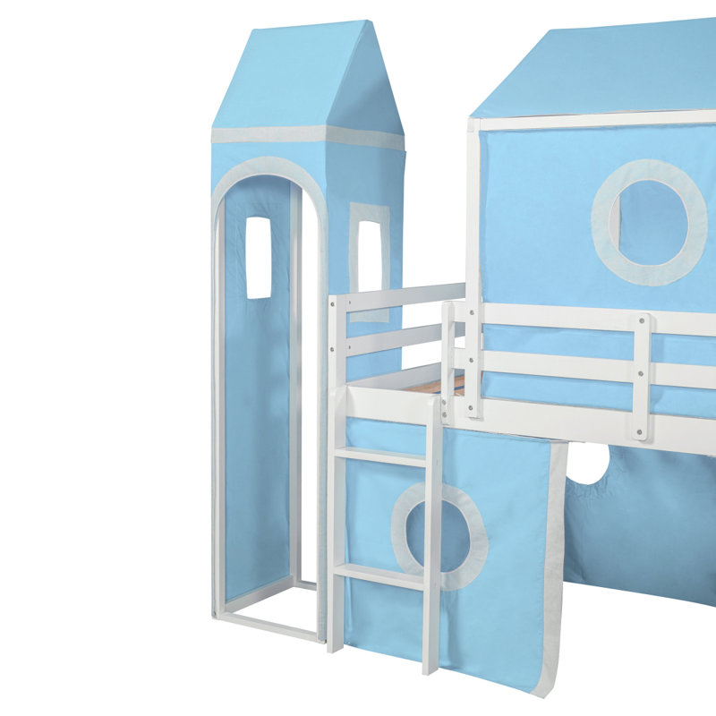 Lit mezzanine simple avec glissoire, tente et tour rose - Bleu (ANCIEN SKU: WF532001AAC)