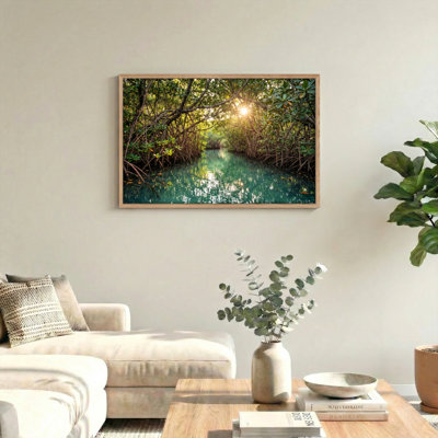 Ensemble d'un tableau sur toile représentant une mangrove ensoleillée