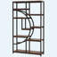 68.89" Height Industrial Corner Bookshelf In Rustic Brown & Black, 5-Tier 9-Shelf Storage Organizer-260354574