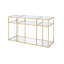 Table de canapé en verre transparent et finition dorée