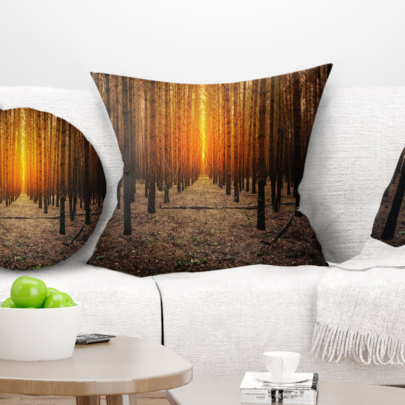 Coussin de forêt foncée à thème effrayant éclairé halloween, 16 po x 1 po, Coussin décoratif
