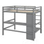Full-Size Wooden High Loft Bed With Under-Bed Workstation & Versatile Shelving Units-649224094