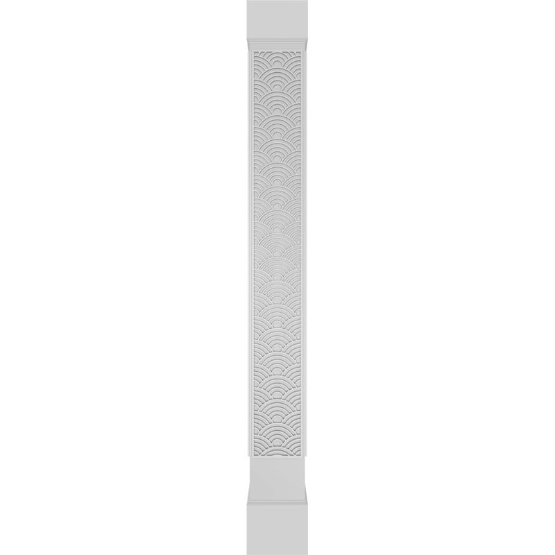 Carré Art déco non effilé avec colonne standard capitonnée et base standard, H 120 po x l 7,625 po x P 7,625 po