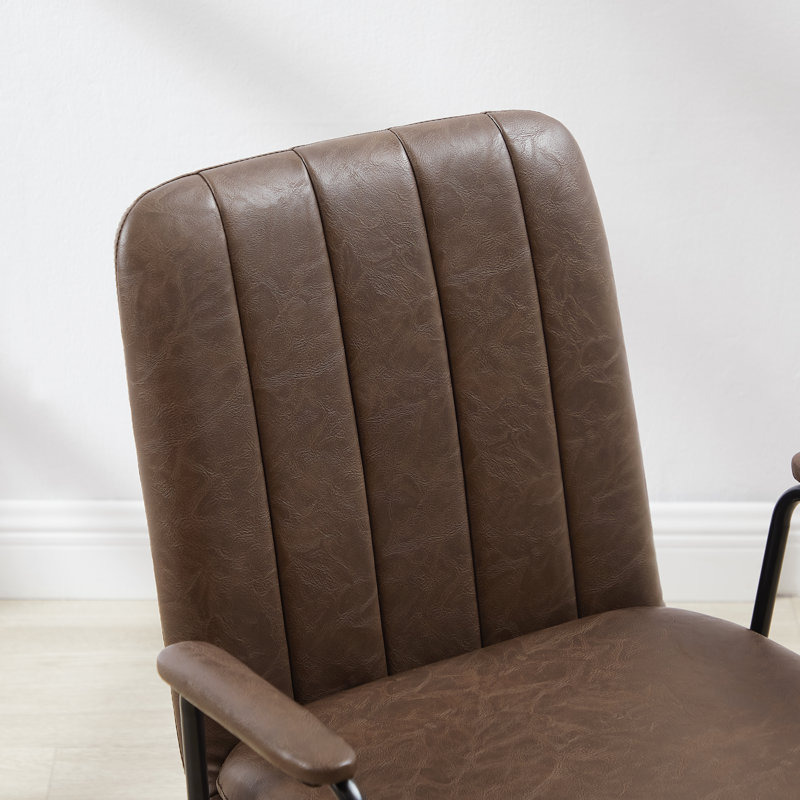 Jadd Swivel Faux Leather Home Office Task Desk Chair, Dark Brown