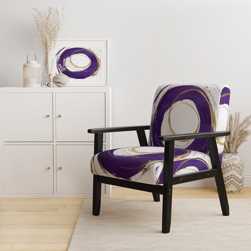 Fauteuil d'appoint rembourré «Giampaola - Gold Circle», Mauve / Blanc