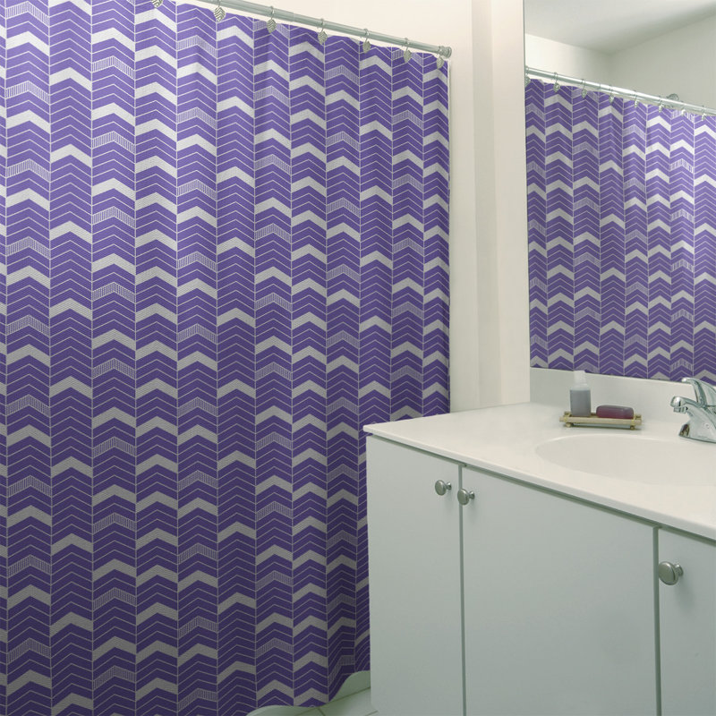 Rideau de douche simple à chevrons, Mauve / Blanc