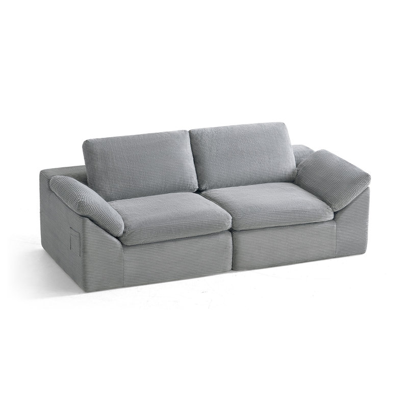 Mariyan 79'' Upholstery Boneless Sofa , Moss Gray Corduroy