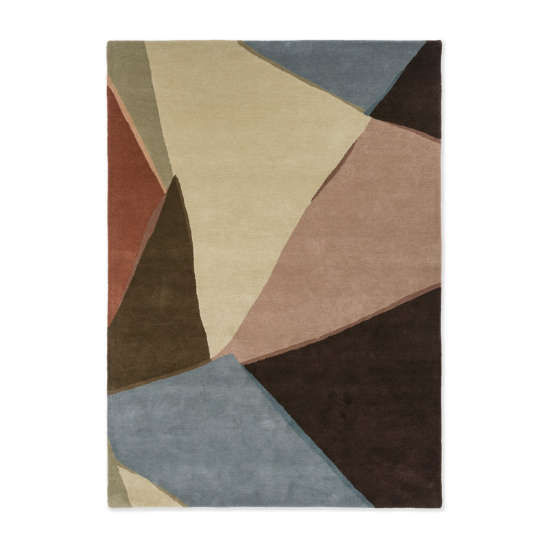 Sumi Reflect Hand Tufted Wool Abstract Area Rug in Cornflour/Spice, Rectangle 5'7" x 7'10"