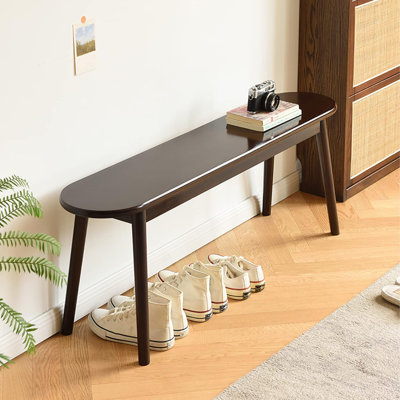 Entryway Bench, Solid Wood Dining Bench, Midcentury End of Bed Bench w/Rounded Corner