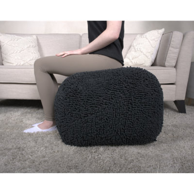 Pouf carré en microfibre Spongy, gris anthracite foncé