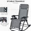 2 chaises berçantes d'extérieur, fauteuil inclinable zéro gravité pliable avec coussin, porte-gobelet et téléphone, gris. Structure en acier robuste, chaises berçantes à suspension élastique confortables, 2 pièces, gris, solide