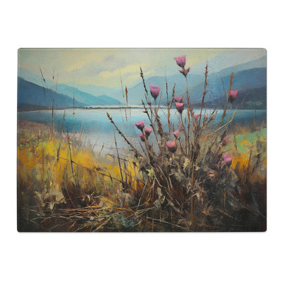 Thistle Expressionism  Glass Chopping Board
