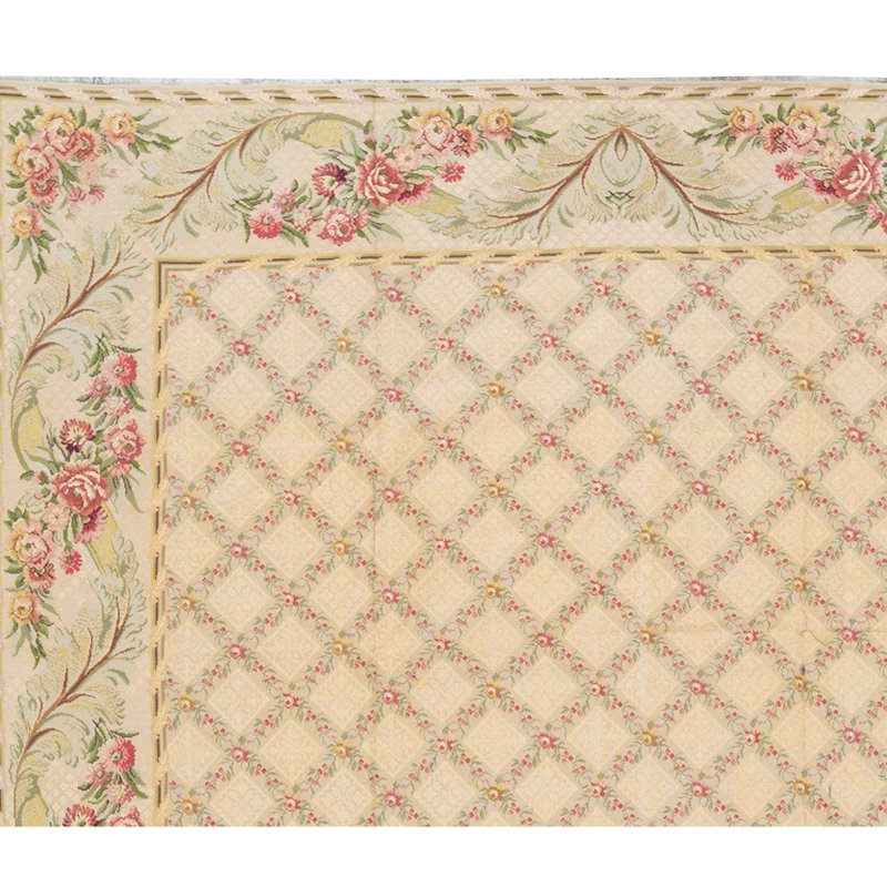 Hand-Knotted High-Quality Gold and Green Area Rug