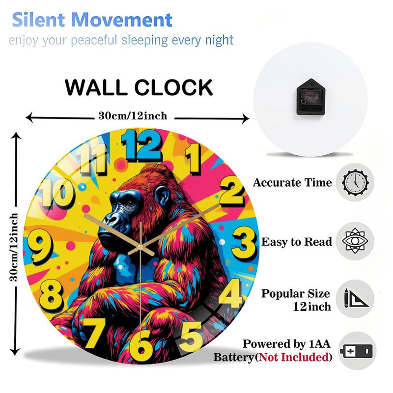Horloge murale colorée Gorilla
