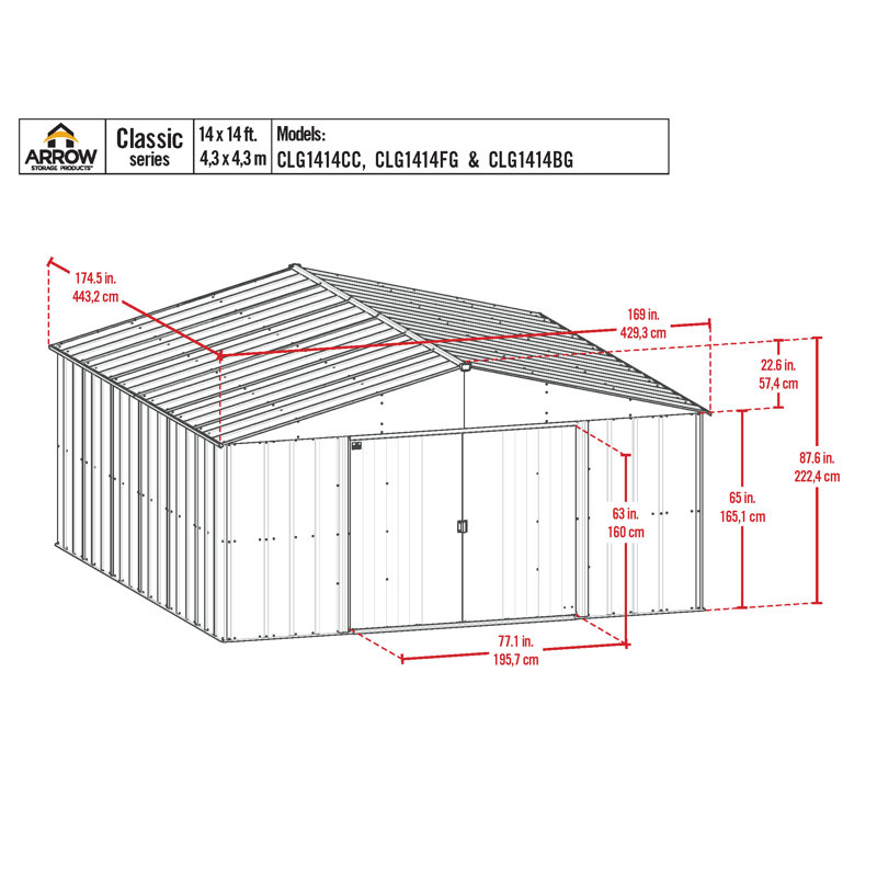 14 ft x 14 ft Blue Steel Storage Shed