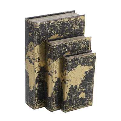 Boîtes à livres décoratives avec motif multicolore vieilli - ensemble de 3 - multicolore