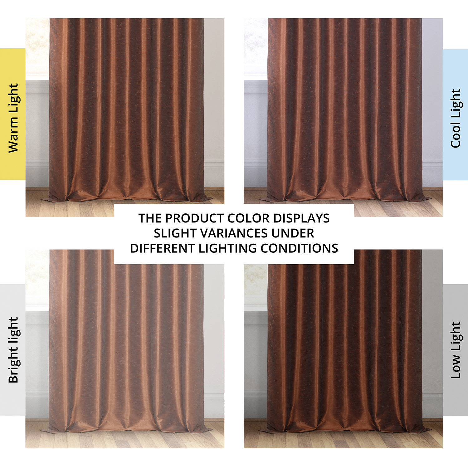 Rayne Room Darkening Faux Silk Curtain Panel, 50" W x 96" L, Copper Kettle