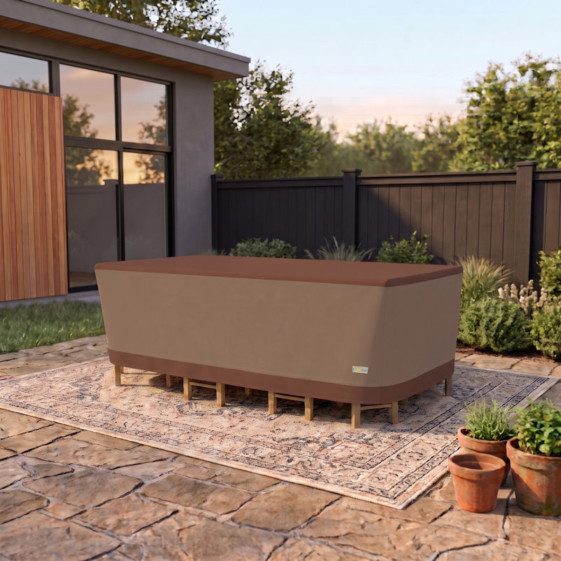 Waterproof Patio Furniture Cover for Outdoor Table and Chairs, 32" H x 94" W x 68" D, Mocha/Cappuccino