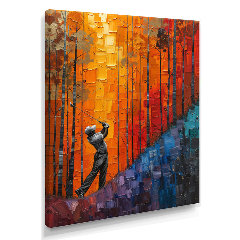 Salon de golf mural jaune et rouge Heritage Country Club I, Toile tendue, H 40 po x l 30 po x P 1,5 po