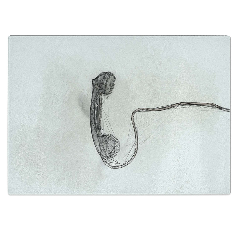 Tempered Glass Vintage Telephone Receiver in Abstract Chopping Board, 28.5 cm W x 20 cm L