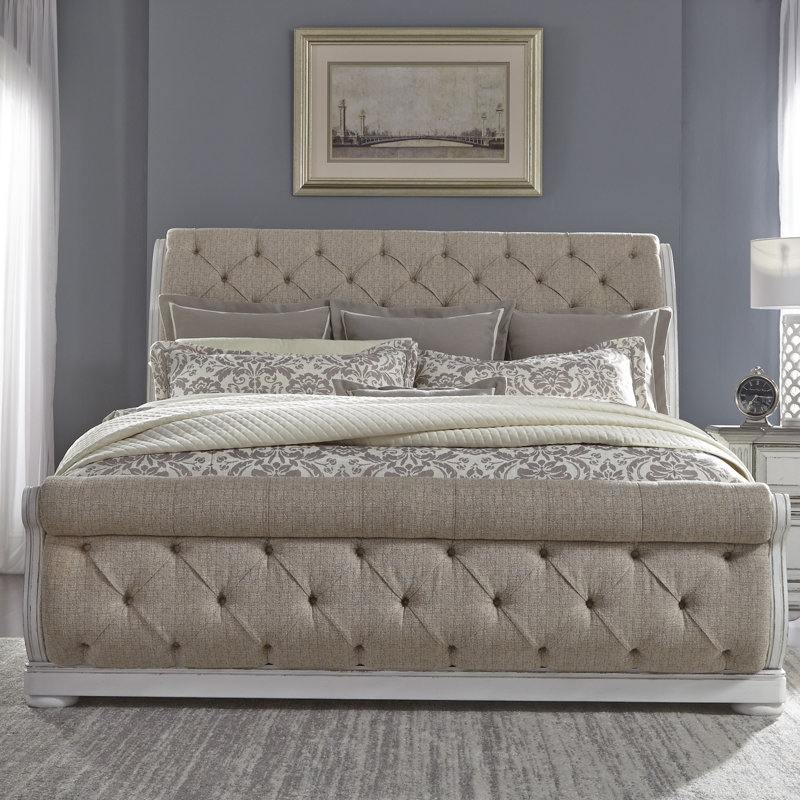 Colchester Upholstered Sleigh Bed, Beige