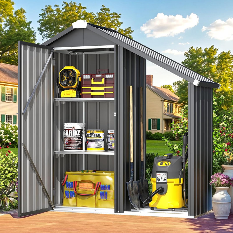 Waterproof Outdoor Storage Cabinet With Shelves And Firewood Rack