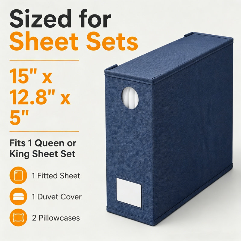 Ensemble de 4 organisateurs de draps et rangement, organisateur de garde-robe pliable en lin, ensemble de draps XL avec fenêtre (grand et très grand lit)