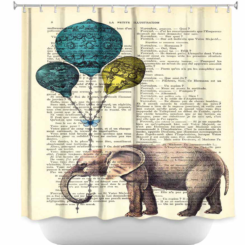 Rideau de douche simple éléphant blue