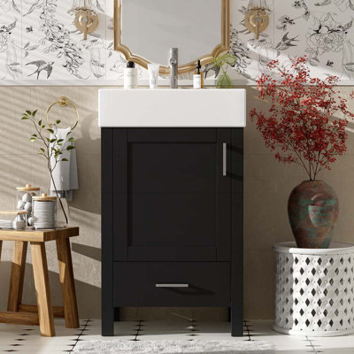 Meuble-lavabo de salle de bain avec lavabo en céramique
