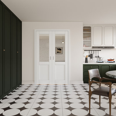 Portes françaises modernes pour salle de bain à panneau miroir